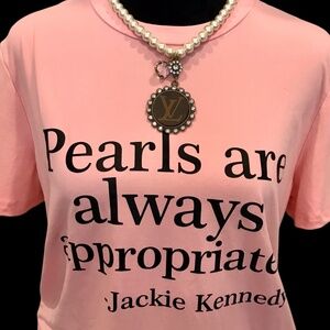 Upcycled handbag pearl necklace,